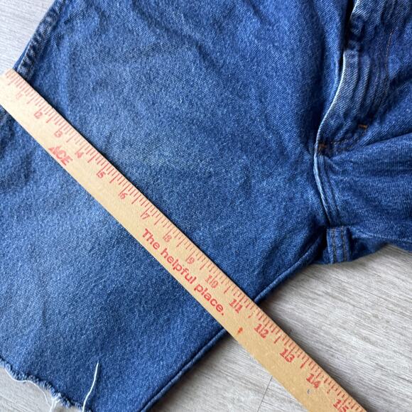 Red Kap Jean Shorts JORTS Cut Off Denim Mens 31 Toyota Logo Workwear Car Fan - Picture 6 of 9